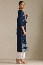 Soch Womens Indigo Denim Geometric Print Kurta