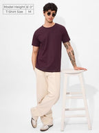 The Souled Store Official Solids: Dark Red Men And Boys Short Sleeve Round Neck Graphic Printed Regular Fit Cotton T-Shirts