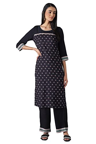 Aurelia Women'S Viscose Kurta & Palazzo (22Feas13089-503654_Black_Xs)