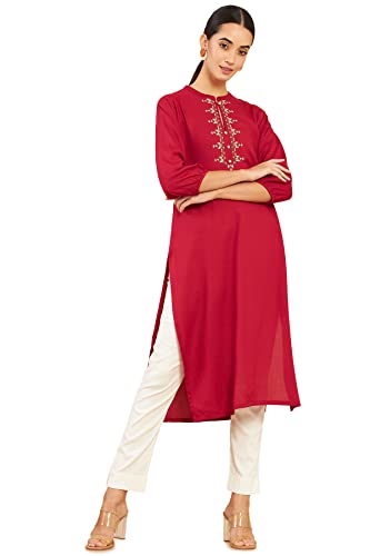 Soch Women Maroon Round Neck Kurti
