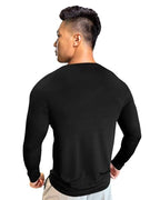 EYEBOGLER Men Round Neck Solid Full Sleeve Regualr Fit T-Shirt Black