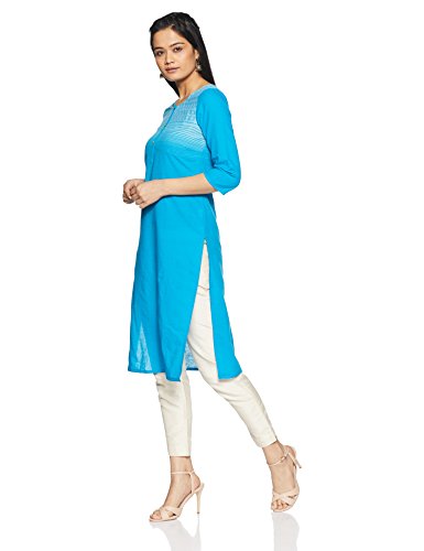 Aurelia Women'S Straight Kurta (16Auk12895-78508_Blue_Xxl)