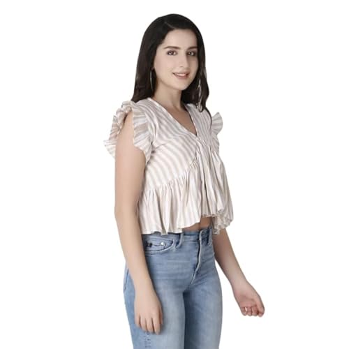 Leriya Fashion Womens Waffle Knit Tunic Cap Sleeve Button Down Tie Knot Henley Tops Loose Fitting Bat Wing Shirts Top (Small, Cr