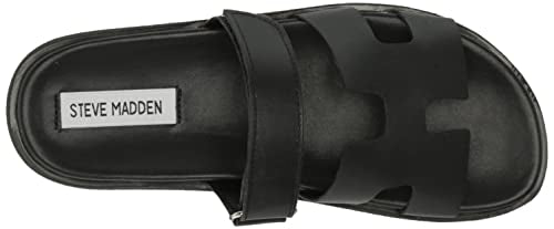 Steve Madden Women's Mayven Slide Sandal, Black Leather, 9.5
