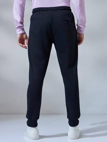 Bewakoof Men Jet Black Casual Jogger Pants With Zipper