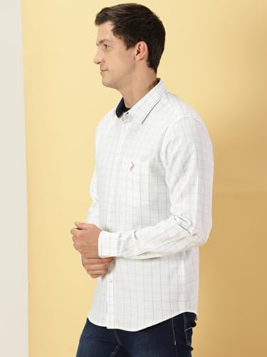 Thomas Scott Checkered 100% Cotton with Spread Collar Casual Shirts for Mens