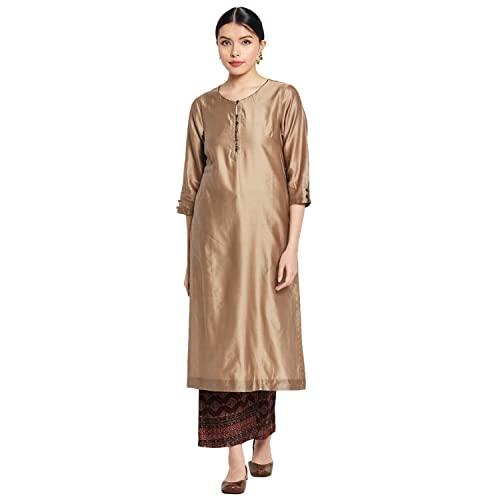 Fabindia Cotton Silk Straight 2 Piece Kurta Set (Beige-S-10705252)