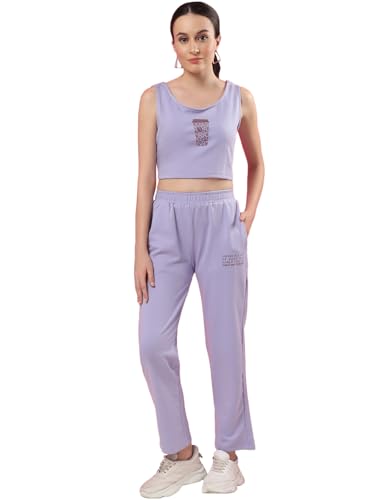 Rigo Cotton Solid Co-ord Set for Women | Round Neck, Slim Fit Tracksuit Co-ords Set for Women | Two Piece Co ord Set | Casual We