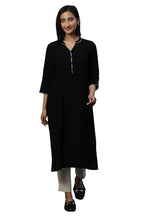 Aurelia Women'S Rayon Solid Regular Kurta (24Fea15023_Black