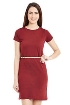 Miss Chase WomenS Body Con Mini Dress (Mcpf13D01-08-143-04_Maroon_Medium)