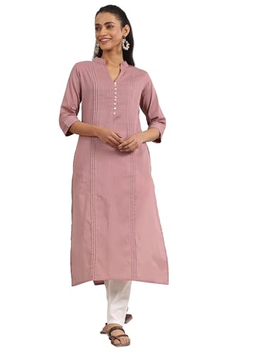 Libas WomenS Cotton Stripes Regular Kurtas (29327Or Mauve