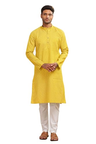 Be Active MenS Cotton Regular Kurta Size Xl (C-399-2_Yellow)