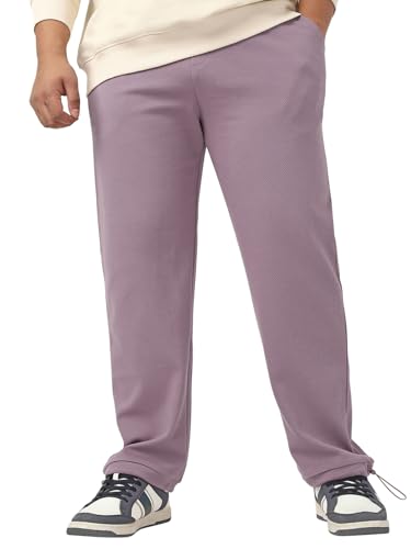 Bewakoof Heavy Duty 1.0 MenS Textured Oversize Fit Cotton Blend Plus Size Track Pant_646500_Purple_5Xl