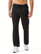 Toplot MenS Relaxed Fit Outdoor Pants - Solid Color With Drawstring (Track-Pant-5217-Black-34)