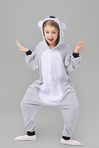 CANASOUR Koala Onesie Halloween Kids Cosplay Costume Girls Animal Unisex Outfuit One Piece Hooded Farm Soft Pajamas Grey Party 1