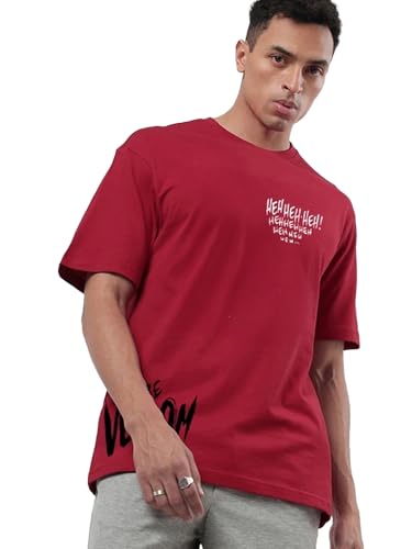 Bewakoof X Marvel Venom Men Graphic Print Oversized Fit Half Sleeve Round Neck Cotton Jersey T-Shirt_659614_Red_Xl