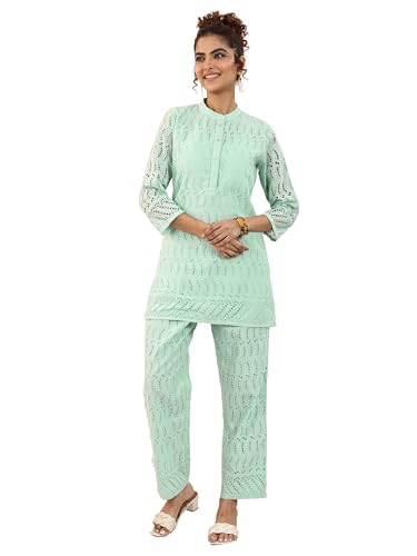 Libas WomenS Pure Cotton Co-Ords (99240_Green_M)