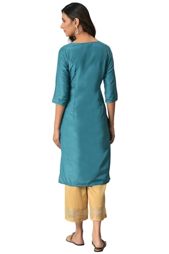 Aurelia Women Polyester Ceramic Floral Printed Straight Regular Kurta