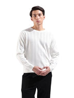 The Indian Garage Co Mens Slim Fit Textured Flatknit Full Sleeves Crew Neck T-Shirt