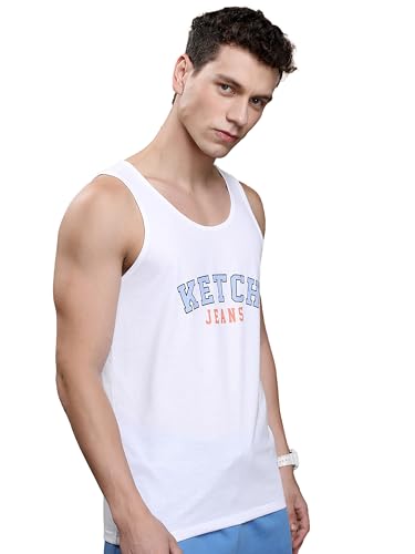 Ketch MenS Solid Slim Fit Vest (Khtt000017_White M)