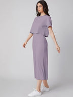 GRECIILOOKS Womens Ribbed A-Line Standard Length Co-Ord Set