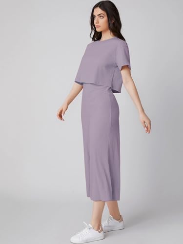 GRECIILOOKS Womens Ribbed A-Line Standard Length Co-Ord Set