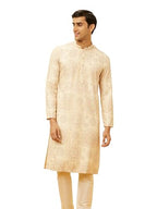 Manyavar Mens Beige Viscose Kurta Pyjama Set