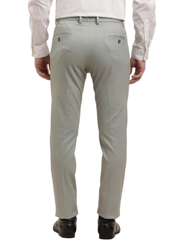 Turtle Men Cotton Stretch Solid Ultra Slim Fit Grey Formal Trouser