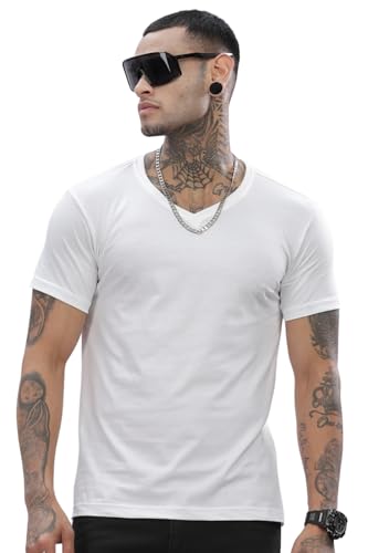 ADRO V-Neck T Shirt for Men, 100% Cotton Vneck Tshirt is Ideal for Casual wear, Workouts and Loungewear, Adding a Stylish Touch.