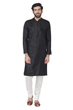 Manyavar MenS Silk Blend Other Kurta Pyjama (Sdes424_Black_M)