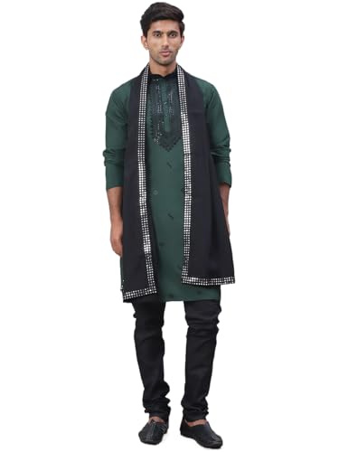 Jompers Mens Sequins Embroidered Kurta Pyjama Set And Dupatta Set