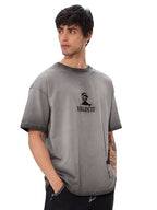 The Souled Store Killin It Men And Boys Short Sleeves Round Neck Grey Embroidered Cotton Oversized T-Shirts