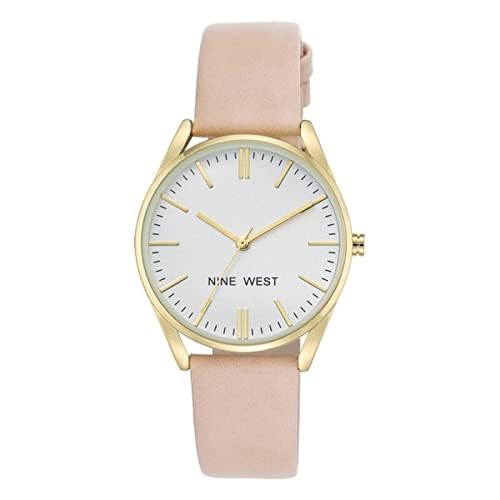 Nine West Women's NW/1994WTPK Gold-Tone and Pastel Pink Strap Watch