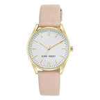 Nine West Women's NW/1994WTPK Gold-Tone and Pastel Pink Strap Watch