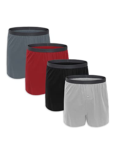 Fruit of the Loom mens Premium Tag-free Cotton Underwear (Regular & Big Man) Boxer Shorts, Boxer - 4 Pack Knit Assorted, X-Large
