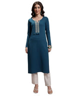 Ketch WomenS Polyester Blend Regular Fit Kurta (Khku000534_Lyons Blue