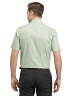 Turtle Men 100% Cotton Regular Fit Light Green Printed Half Sleeve Formal Shirt