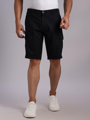 Thomas Scott Mens | Solid | Mid Rise | Light Weight | 4 Pockets | Lenin Blend | Casual | Chino | Shorts for Men (TSS123_Black_3