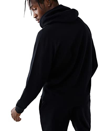 True Religion mens Metallic Buddha Fleece Hoodie Hooded Sweatshirt, Black, 3X-Large US
