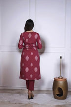 Anni Designer Women'S Pure Cotton Hand Block Print Kurti Pant Dupatta Set For Women | Ethnic Suit Set |Printed Suit Set| Stylish Kurta Set|Soft Cotton Dress Set|3 Piece Kurta Set For Ladies