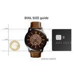 Fossil Men's Townsman Automatic Stainless Steel and Leather Three-Hand Skeleton Watch, Color: Black, Dark Brown (Model: ME3155)