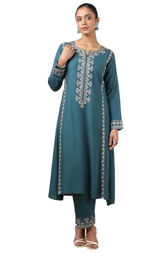 Soch Women Rayon Floral Print Kurta Set with Thread Work