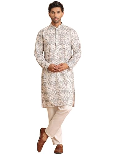Jompers Mens Chikankari Embroidered & Printed Kurta Set