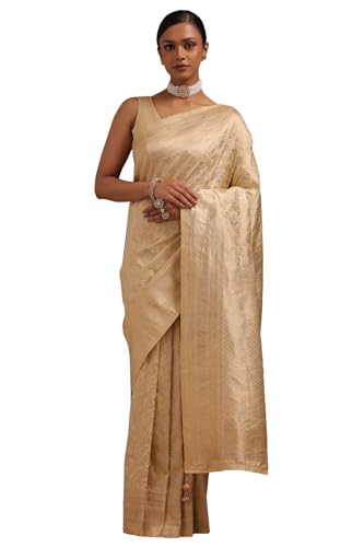 Soch Women Silk Blend Floral Print Saree Zari Woven