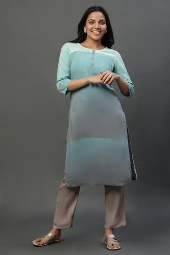 Aurelia Women?? Yarn Dyed Printed Straight Kurta | Round Neck Kurta For Women | Yarn Dyed Printed Kurta For Women | Beautiful Regular Fit Kurta For Women