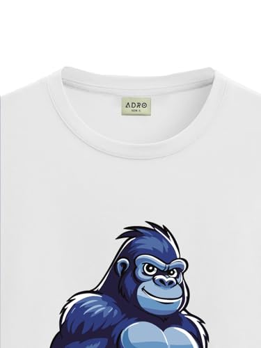 ADRO T Shirts for Boys & Girls || Gorilla Printed T-Shirt || Ages 3-14 || 100% Cotton Round Neck Tshirt for Boys & Girls||KRN-GO