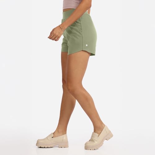 BlissClub Groove-in Cotton Shorts | Cotton Shorts | Side Pockets | Stretchy |Curved Hem
