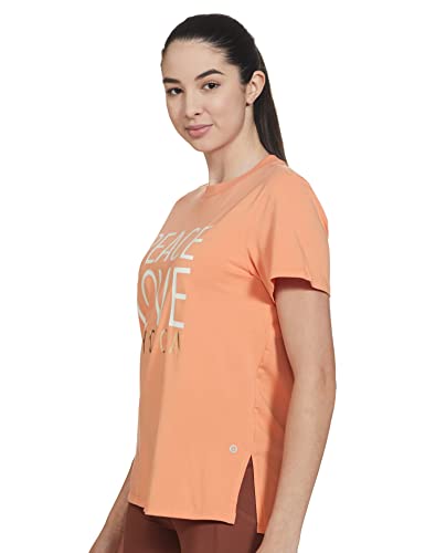 Enamor Athleisure Womens Short Sleeve Crew Neck Relaxed Fit Antimicrobial 4 Way Stretch Breathable Cotton Tee