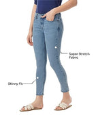INKD Womens Buttersoft Mid-Rise Skinny Fit Jeans