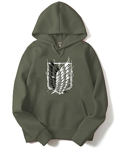 ADRO Men's Cotton Neck Hooded Sweatshirt (H22-M-WINN-OL_Olive_XL)
